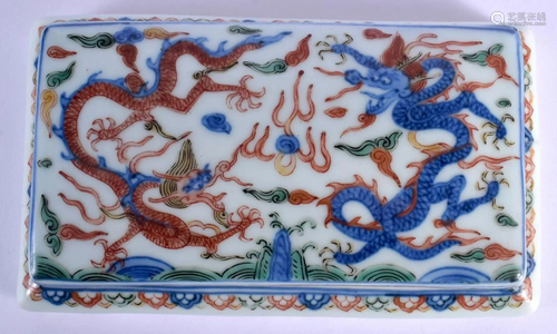 A CHINESE FAMILLE ROSE WUCAI PORCELAIN INK BOX AND COVER pro...