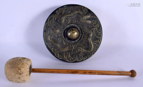 A LATE 19TH CENTURY CHINESE TIBETAN HANGING BRONZE BELL deco...