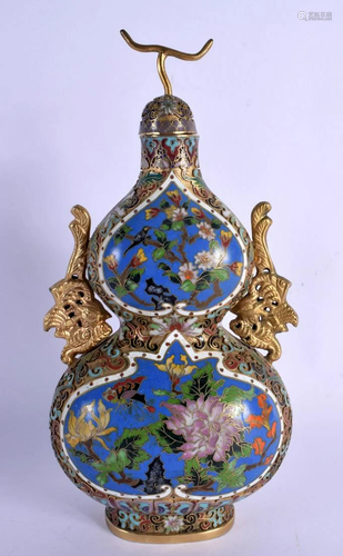 AN EARLY 20TH CENTURY CHINESE CLOISONNE ENAMEL BRONZE VASE A...