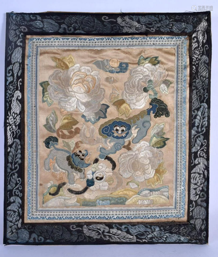 A LATE 19TH CENTURY CHINESE FRAMED SILK WORK PANEL Late Qing...