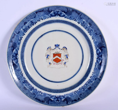 AN 18TH CENTURY CHINESE EXPORT ARMORIAL PLATE bearing the Ar...