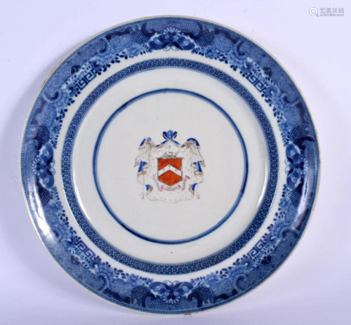 AN 18TH CENTURY CHINESE EXPORT ARMORIAL PLATE bearing the Ar...