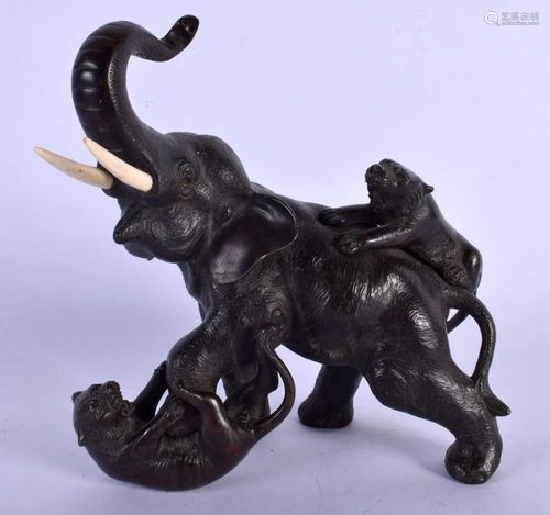 A 19TH CENTURY JAPANESE MEIJI PERIOD BRONZE OKIMONO modelled...