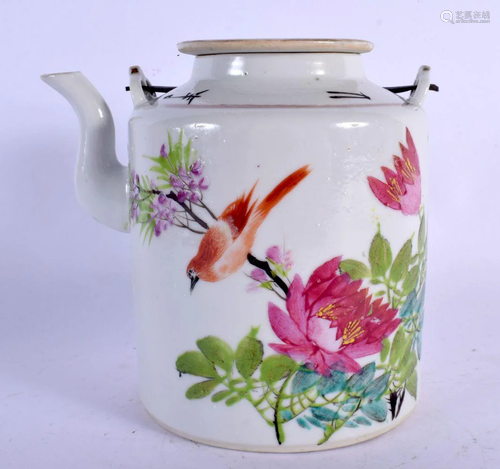 A CHINESE REPUBLICAN PERIOD PORCELAIN TEAPOT AND COVER paint...