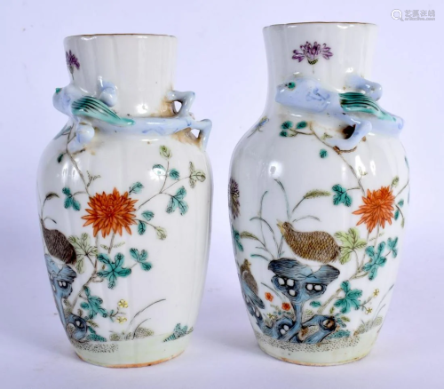 A RARE PAIR OF EARLY 20TH CENTURY CHINESE FAMILLE ROSE MOULD...
