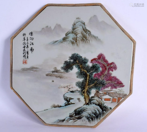 A CHINESE REPUBLICAN PERIOD FAMILLE ROSE PORCELAIN TILE pain...