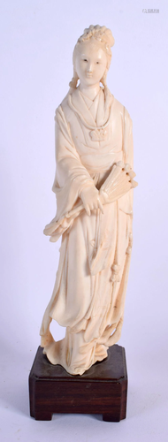 A 19TH CENTURY CHINESE CARVED IVORY FIGURE OF A FEMALE IMMOR...