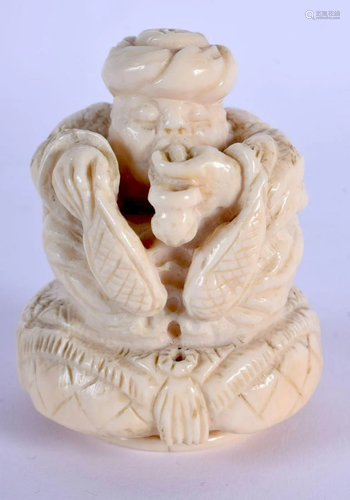 A RARE 19TH CENTURY MIDDLE EASTERN CARVED IVORY SNAKE CHARME...