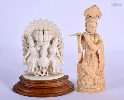 A FINE 19TH CENTURY ANGLO INDIAN CARVED IVORY FIGURE OF BUDD...