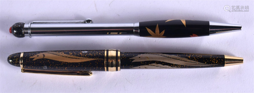 TWO JAPANESE NAMIKI TYPE MAKI-E LACQUER PENS. (2)