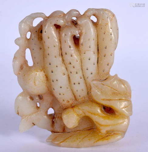 A CHINESE CARVED JADE FINGER CITRON BUDDHISTIC HAND 20th Cen...