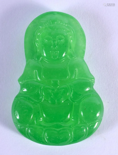 A CHINESE SPINACH JADE BUDDHISTIC GUANYIN PENDANT 20th Centu...