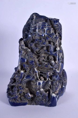 A CHINESE CARVED LAPIS LAZULI TYPE BOULDER 20th Century. 24 ...