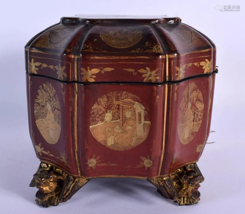 A LATE 18TH/19TH CENTURY CHINESE EXPORT LACQUERED TEA CADDY ...