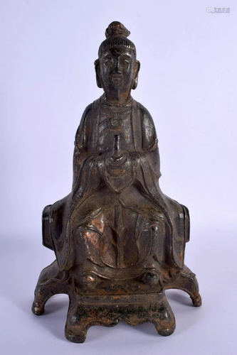 A CHINESE BRONZE FIGURE OF A BUDDHA 20th Century. 24 cm x 12...