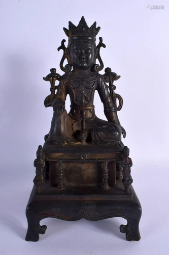 A CHINESE BRONZE FIGURE OF A BUDDHA 20th Century. 26 cm x 12...