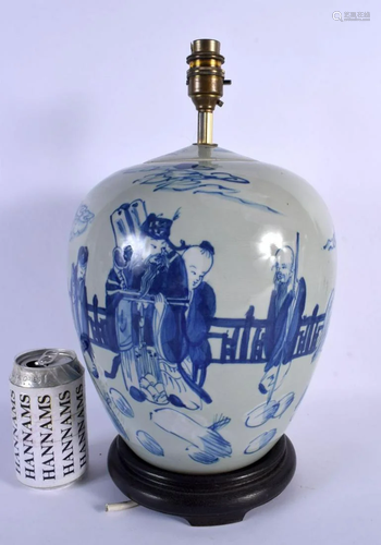 A LATE 19TH CENTURY CHINESE BLUE AND WHITE CELADON GINGER JA...