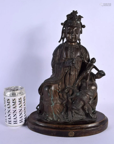 A LARGE 17TH/18TH CENTURY CHINESE BRONZE FIGURE OF GUANYIN M...