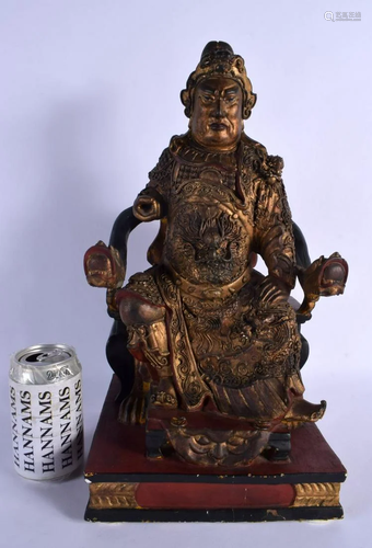 A GOOD LARGE 18TH/19TH CENTURY CHINESE LACQUERED WOOD FIGURE...