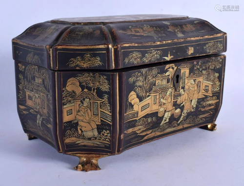 AN EARLY 19TH CENTURY CHINESE BLACK LACQUER BOX AND COVER pa...