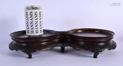 A FINE 19TH CENTURY CHINESE CONJOINED HARDWOOD DOUBLE DISPLA...