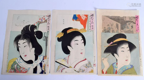 JAPANESE WOODBLOCK PRINTS. ARTIST CHIKANOBU YOSHU (1838-1912...