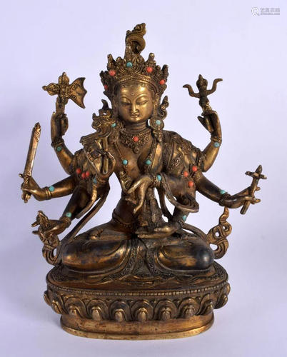 A CHINESE TIBETAN GILT BRONZE FIGURE OF AMITAYUS 20th Centur...