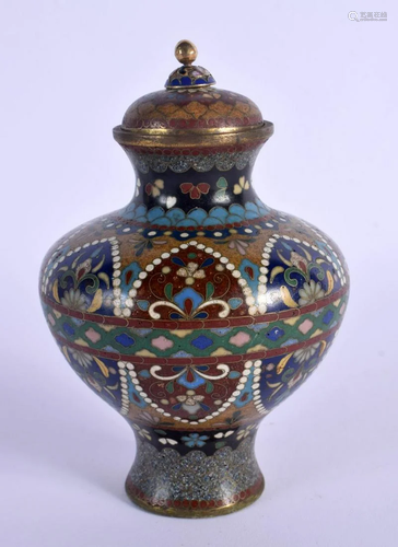 A 19TH CENTURY JAPANESE MEIJI PERIOD CLOISONNE ENAMEL VASE A...