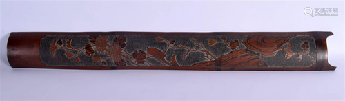 A 19TH CENTURY CHINESE CARVED BAMBOO PANEL depicting birds i...