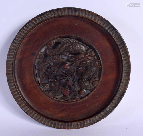 A RARE 19TH CENTURY CHINESE CARVED HARDWOOD DRAGON STAND dec...