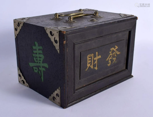 AN EARLY 20TH CENTURY CHINESE MAHJONG SET decorated with cal...