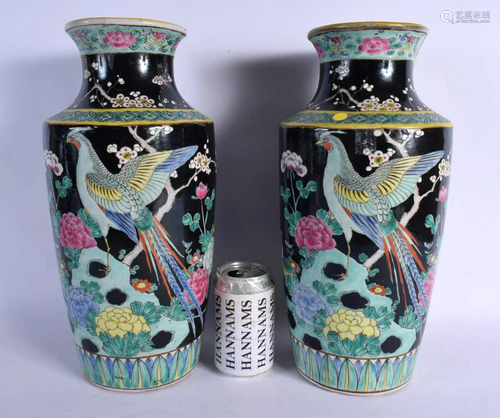 A PAIR OF 19TH CENTURY JAPANESE MEIJI PERIOD FAMILLE NOIRE V...