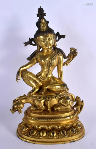 A LARGE CHINESE TIBETAN GILT BRONZE FIGURE OF A BUDDHA 20th ...