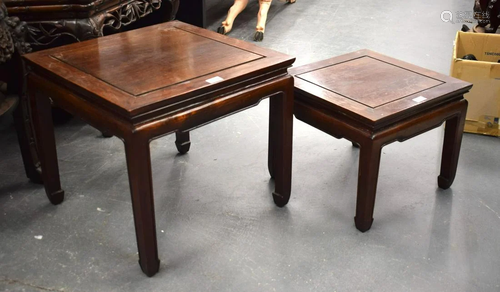 TWO EARLY 20TH CENTURY CHINESE HARDWOOD TABLES. Largest 52 c...