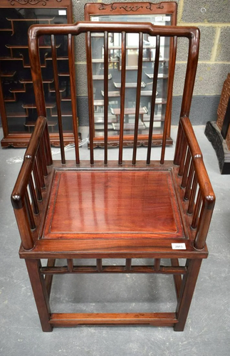 A 19TH CENTURY CHINESE CARVED HONGMU CHAIR MeiGuiYi. 93 cm x...