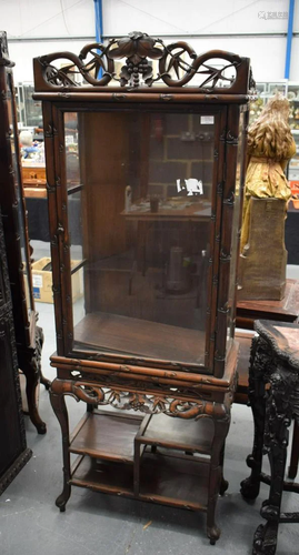 A 19TH CENTURY CHINESE GLAZED HARDWOOD DISPLAY CASE. 177 cm ...