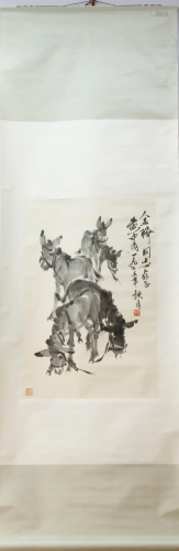 A Chinese Ink Painting Hanging Scroll By Huang Zhou