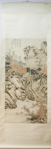 A Chinese Ink Painting Hanging Scroll By Wen Zhengming
