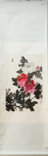 A Chinese Ink Painting Hanging Scroll By He Zhaoming