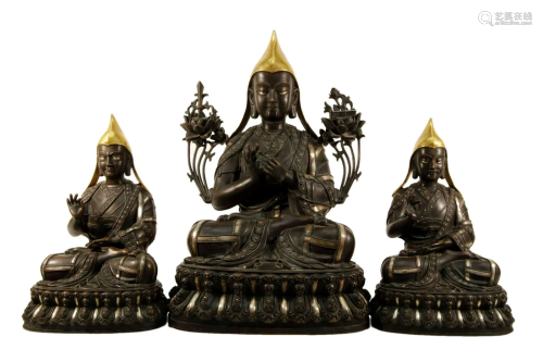 Gilt-Silver Bronze Buddhist Figure of Tsongkhapa