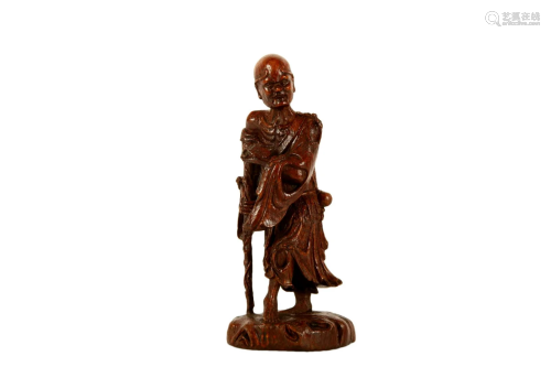 A Bamboo Figure Of Luohan