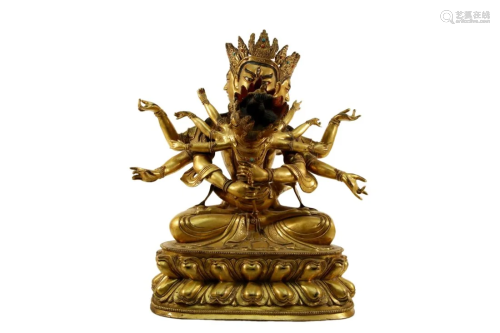 Gilt Bronze Buddhist Figure of Mandkesvara