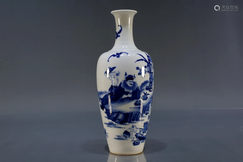 Blue and White Figure Story Vase