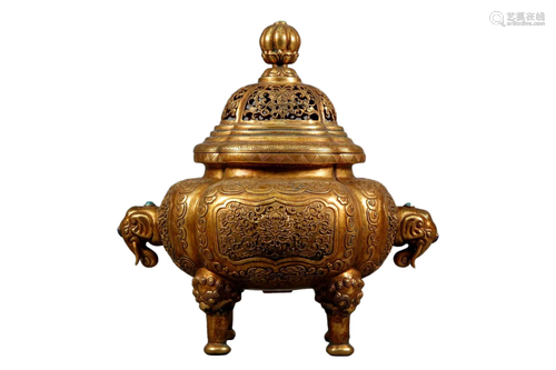 A Gilt-Bronze Censer