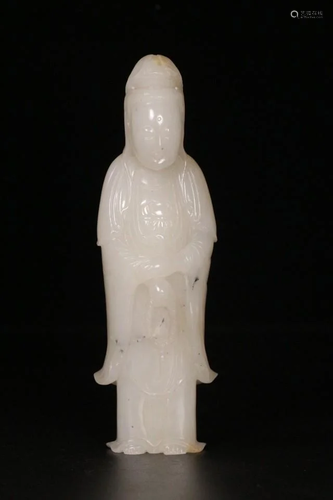 A Hetian Jade Figure Of Guanyin