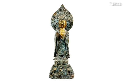 A Gilt-Bronze Standing Figure Of Buddha Shakyamuni