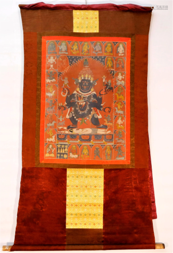 An Elaborate Tibetan MahakalaThangka
