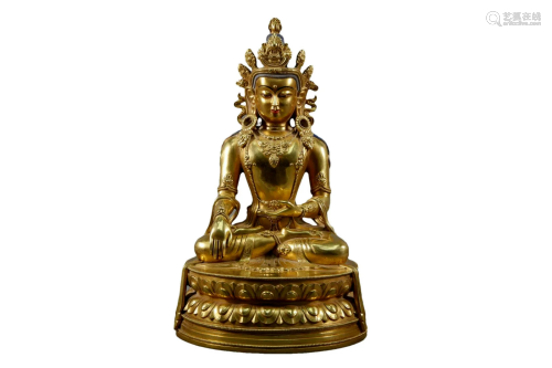 A Gilt-Bronze Figure of Amitayus Buddha