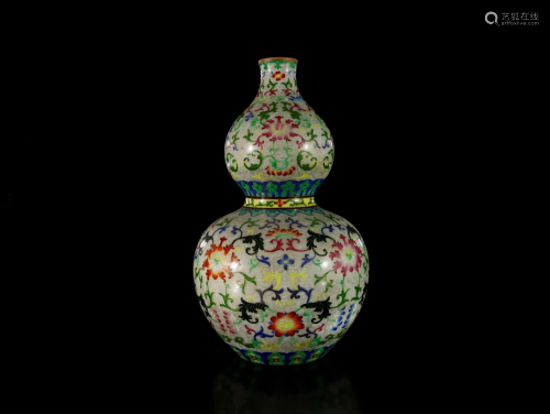 A Rare Enamel 'Flower' Double-gourd Vase