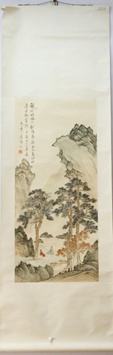 A Chinese Calligraphy Hanging Scroll By Pu Ru